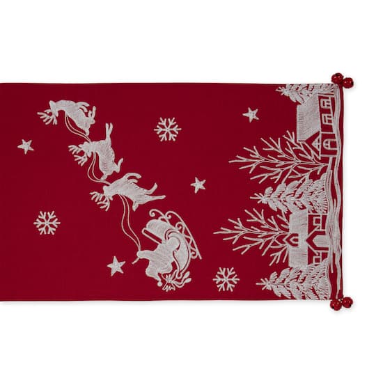 DII® 70" Santa's Sleigh Embroidered Table Runner
